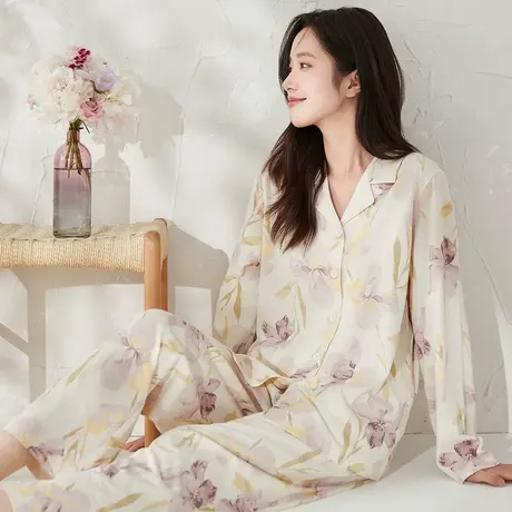 顶瓜瓜睡衣女春秋款纯棉长袖长裤家居服套装可外穿休闲宽松两件套商品大图