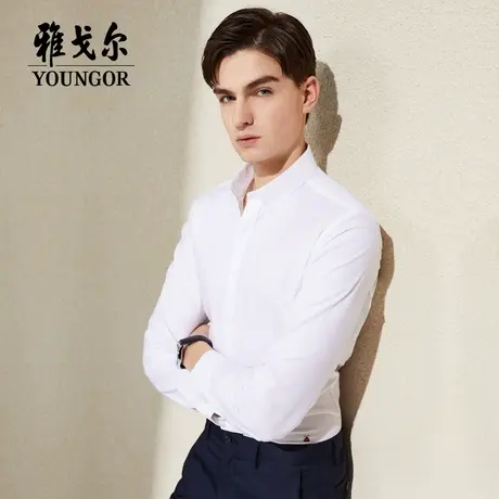 雅戈尔奥莱 男装免烫秋季商务休闲棉弹力修身长袖衬衫牛津纺修身商品大图