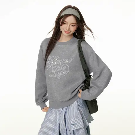 【李佳琦直播间】EPTISON卫衣女复古美式圆领时尚套头上衣商品大图