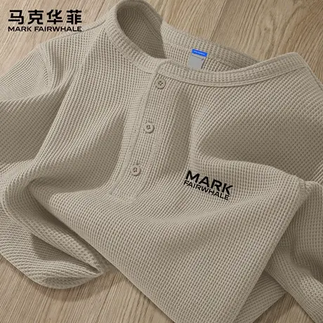 马克华菲华夫格长袖t恤男款秋季2025新款亨利领上衣男生打底衫潮X商品大图