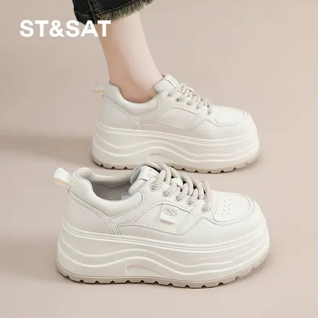 星期六厚底小白鞋女2025新款秋季增高显瘦轻便透气运动休闲板鞋商品大图