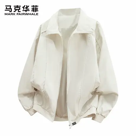 马克华菲美式解构拼接立领夹克男士秋季潮流痞帅休闲宽松翻领外套商品大图