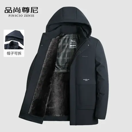 【加绒加厚】爸爸羽绒棉服中老年拆卸连帽大口袋棉衣外套冬装男商品大图