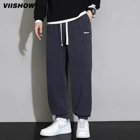 VIISHOW裤子男春秋潮牌束脚运动裤灯芯绒卫裤宽松休闲百搭长裤子图片