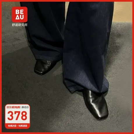 BEAU复古小皮鞋女2023新款通勤软底平底鞋女羊皮气质单鞋女春秋商品大图