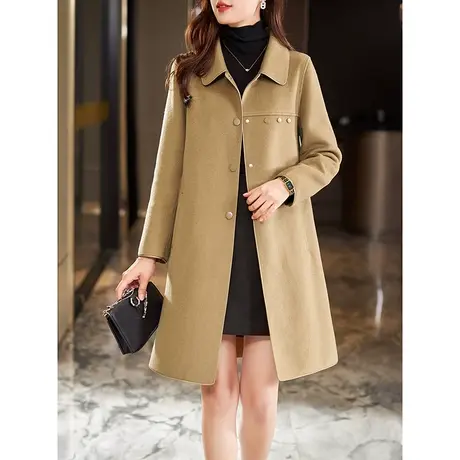 宝诗黎中长款翻领呢子大衣女高端韩版羊毛毛呢外套2023秋冬季新款图片