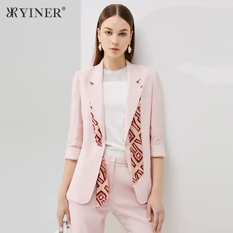 时装周同款YINER音儿女装夏季新款一粒扣西装领短外套商品大图