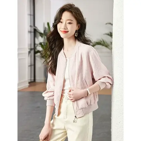 时尚休闲气质飞行服短外套女士2023年春季新款减龄通勤显瘦夹克商品大图