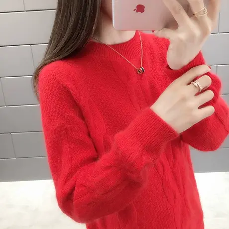 红色本命年毛衣女宽松外穿秋装2023年新款洋气秋季打底衫女装秋款图片