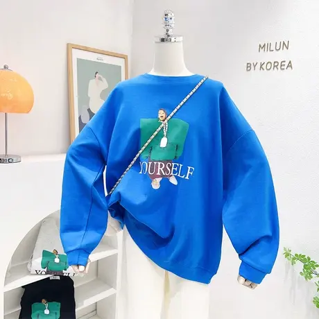 欧洲站时髦洋气别致上衣韩版宽松搞怪长袖卫衣套头春秋薄款大码图片