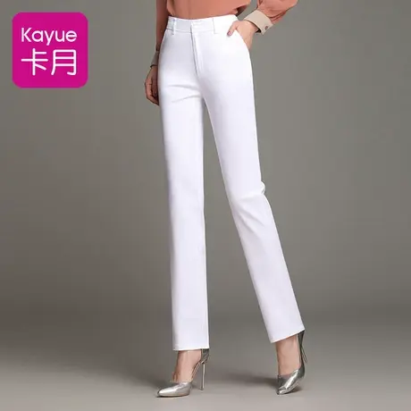 直筒裤女春秋季2023新款中老年大码显瘦白色全纯棉女裤休闲长裤子图片