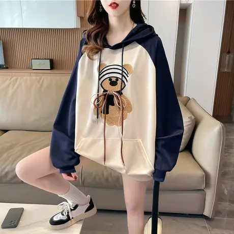 早春装卫衣女春秋韩版宽松薄款初春设计感小众小个子拼色刺绣外套商品大图