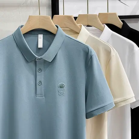丝光男装2025春夏季新款短袖T恤潮牌polo衫时尚休闲短袖男t保罗衫商品大图