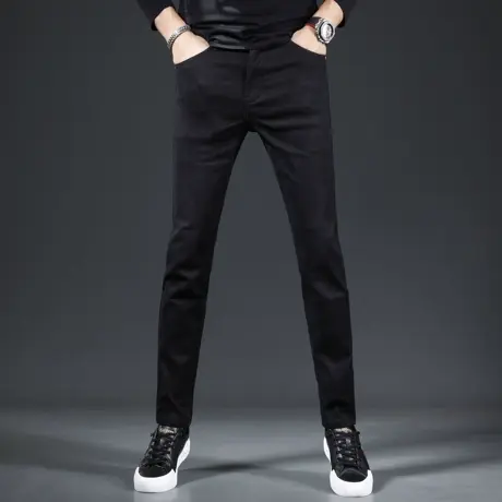 纯黑色牛仔裤男2023新款秋季修身小脚休闲潮流百搭男士牛仔裤春秋商品大图