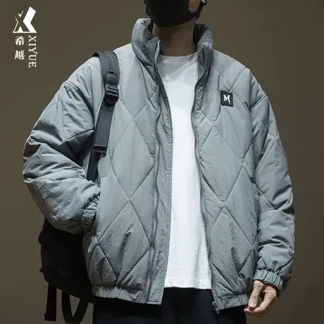 希越菱格棉衣外套男秋冬宽松大码户外防水防风保暖面包服男士外衣商品大图