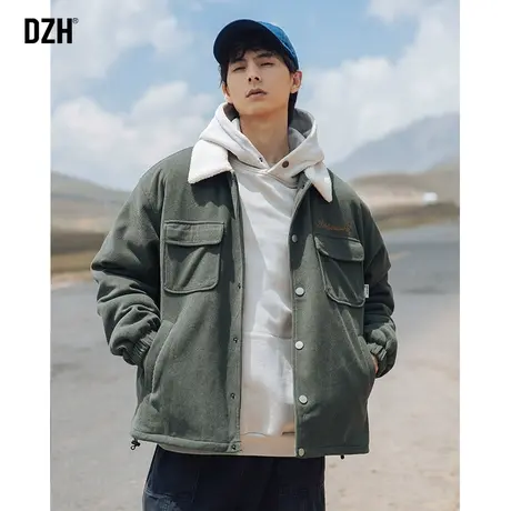 男士灯芯绒外套男冬季加厚工装棉服男款2024年新款短款摇粒绒棉衣商品大图