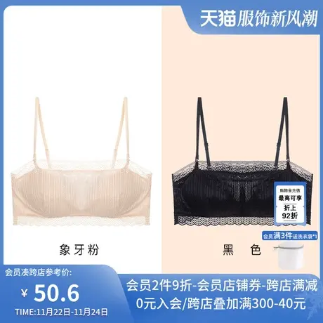 歌力诺薄款内衣女无钢圈蕾丝裹胸小胸聚拢美背心防走光抹胸式文胸商品大图
