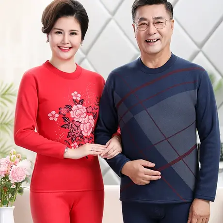 北极绒巨厚保暖内衣男士加绒加厚中老年保暖衣女套装老年人秋衣裤商品大图