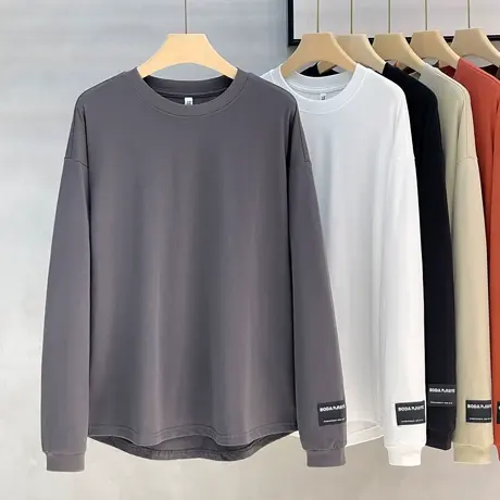 美式高街长袖t恤男士新款春秋季潮牌极简宽松休闲卫衣打底衫上衣商品大图