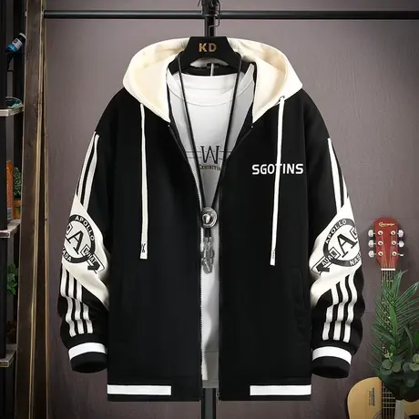 秋冬季加绒加厚外套男高中初中学生棉服青少年帅气大童男装棒球服图片