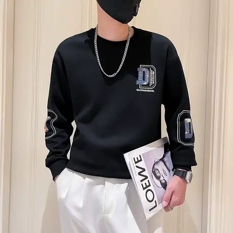 高级感时尚卫衣秋季2023新款小众痞帅长袖T恤打底衫休闲外套上衣商品大图