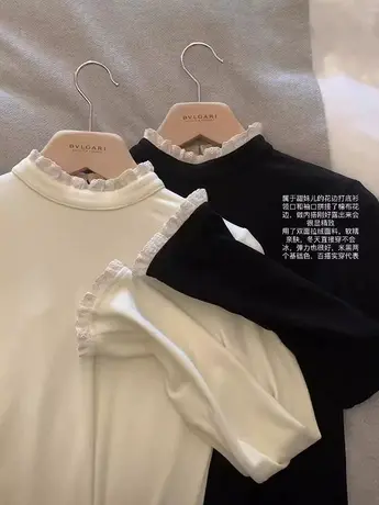 半高领双面德绒打底衫女2024秋冬新款纯色内搭简约修身长袖上衣女图片