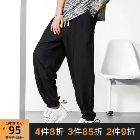 GxxH大码男装夏季宽松百搭美式个性2023新款黑色束脚长裤200斤商品大图