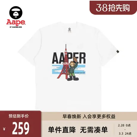 AAPER男装字母东京塔图案印花玩趣短袖T恤1218XXJ商品大图