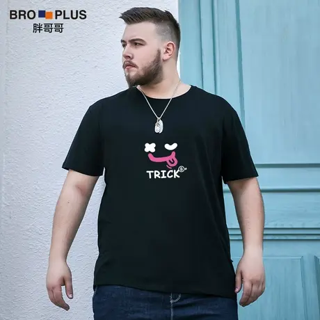 胖哥哥男士短袖T恤加肥加大码宽松潮流百搭胖子肥佬半袖运动衫夏商品大图