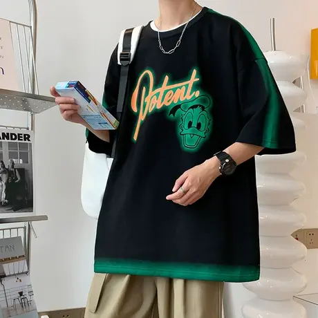 青少年棉感短袖t恤12男孩夏装13高中初中学生15岁帅气大童上衣服商品大图