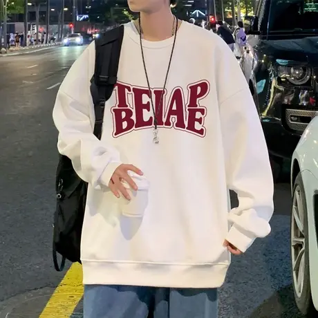 潮牌宽松圆领卫衣男秋冬季新款ins长袖t恤打底衫内搭情侣无帽外套商品大图