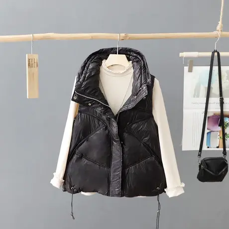 短款羽绒棉马甲女2023年新款宽松外穿洋气无袖棉服背心外套棉马夹商品大图