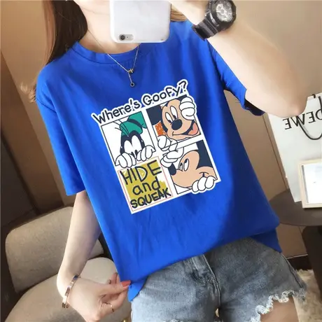 奶黄色纯棉短袖t恤女2023年韩版宽松打底衫上衣春夏季新款ins潮流商品大图