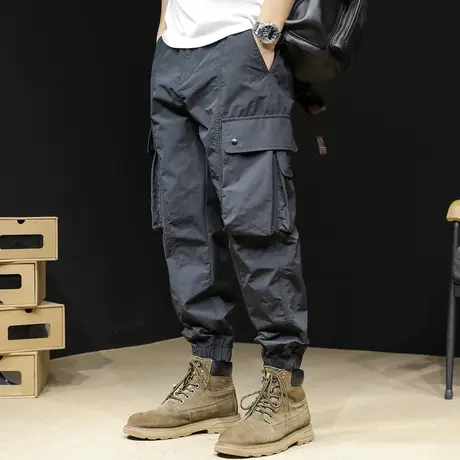 黑色工装裤男春秋新款宽松束脚大码潮牌休闲速干男裤秋季2023新款商品大图