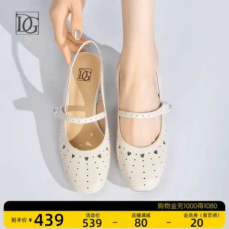 头层牛皮包头凉鞋女夏季外穿2023年新款方头粗跟后空真皮时装凉鞋商品大图