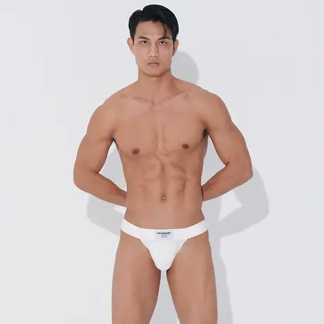 Asianbum螺纹低腰性感高叉天架U凸一片式纯色简约丁字三角内裤商品大图