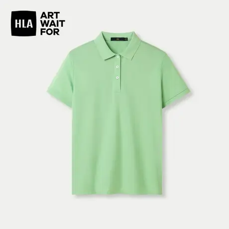 HLA/海澜之家含莱赛尔POLO衫2024春夏丝光翻领弹力纯色短袖女装商品大图