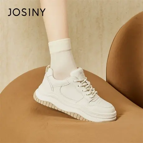 Josiny/卓诗尼厚底板鞋女2024新款春季鞋子女ins潮百搭韩系小白鞋商品大图