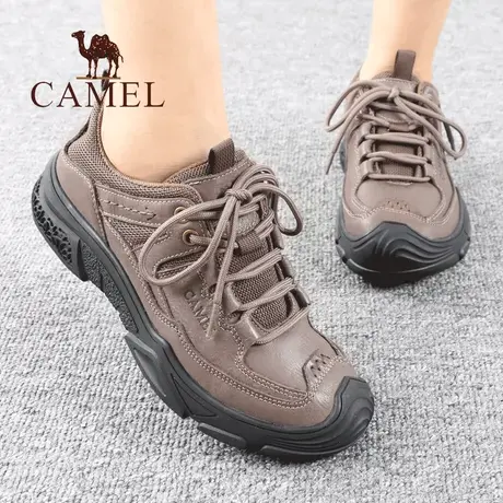 Camel/骆驼男鞋秋冬季款真牛皮系带防滑舒适户外休闲徒步旅游鞋子商品大图