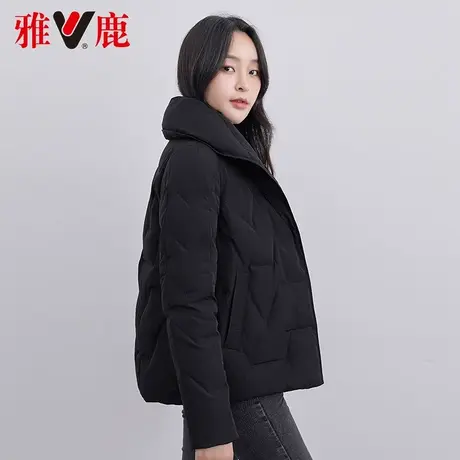雅鹿黑色羽绒服女短款2022冬季新款小个子时尚休闲宽松保暖外套潮商品大图