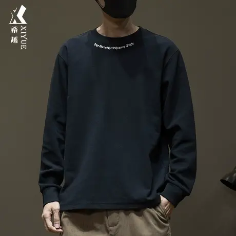 希越圆领时尚印花卫衣男秋季宽松大码300g重磅休闲百搭内搭打底衫商品大图