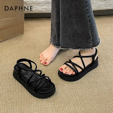 达芙妮厚底凉鞋女款2025新款夏季外穿配裙子百搭不累脚沙滩罗马鞋图片