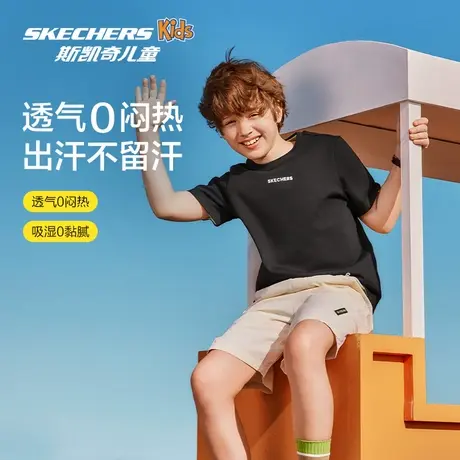 斯凯奇2025夏季男女通用舒适休闲透气圆领运动短袖亲子装亲子T恤商品大图