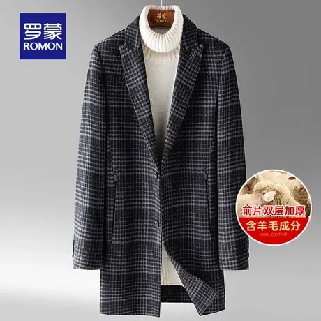 【双面呢】罗蒙男士羊毛呢子外套2025秋冬新款保暖中长款毛呢大衣图片