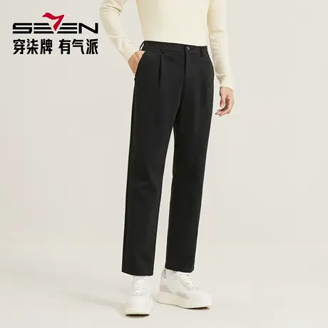 【萝卜裤】柒牌休闲裤男士2025秋季新款磨毛保暖弹力裤子九分裤图片