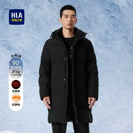 HLA/海澜之家保暖羽绒服男鸭绒连帽加厚印花舒适时尚外套男商品大图