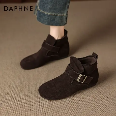 达芙妮勃肯短靴女2025新款冬季加绒内增高靴子平底保暖马丁靴裸靴商品大图