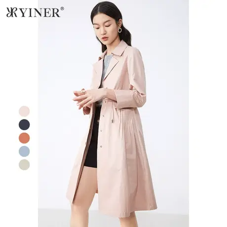 YINER音儿商场同款女装秋季新款长款西装领风衣外套商品大图