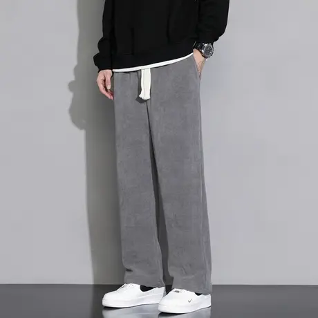 雪尼尔直筒裤男生秋季休闲长裤春秋款2023新款运动卫裤子潮流男士图片