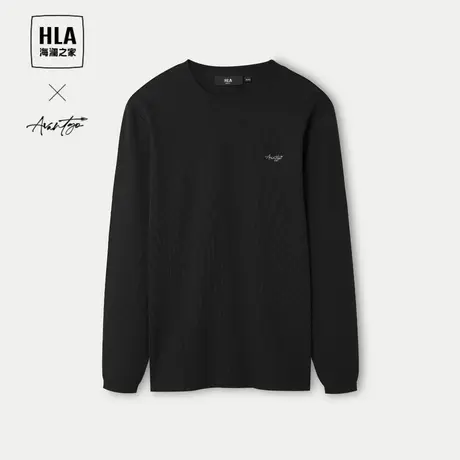 HLA/海澜之家轻商务时尚系列长袖T恤24春夏新款字母小标身上衣男图片